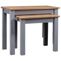 Vidaxl Nesting Tables 2 Pcs Gray Solid Pine Wood Panama Range