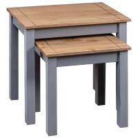 Vidaxl Nesting Tables 2 Pcs Gray Solid Pine Wood Panama Range