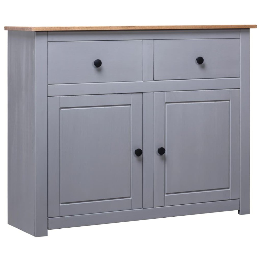 Vidaxl Sideboard Gray 36.6X15.7X31.5 Solid Pinewood Panama Range