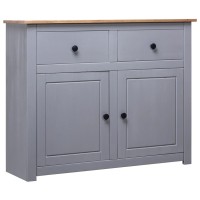 Vidaxl Sideboard Gray 36.6X15.7X31.5 Solid Pinewood Panama Range