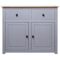 Vidaxl Sideboard Gray 36.6X15.7X31.5 Solid Pinewood Panama Range