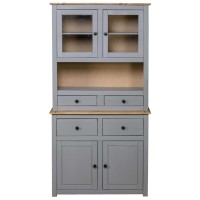 Vidaxl Highboard Gray 36.6X15.9X70.9 Solid Pine Panama Range