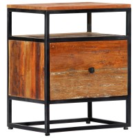 Vidaxl Bedside Cabinet 15.7X11.8X19.7 Solid Reclaimed Wood And Steel