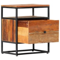 Vidaxl Bedside Cabinet 15.7X11.8X19.7 Solid Reclaimed Wood And Steel