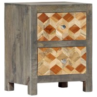 Vidaxl Bedside Cabinet Gray 15.7X11.8X19.7 Solid Mango Wood