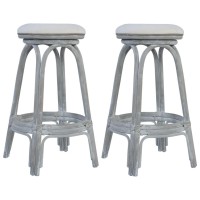 vidaXL Bar Stools 2 pcs Gray Rattan