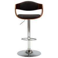 vidaXL Bar Stool Gray Bent Wood and Fabric