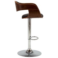 vidaXL Bar Stool Gray Bent Wood and Fabric