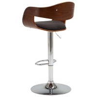 vidaXL Bar Stool Gray Bent Wood and Fabric