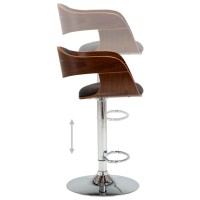 vidaXL Bar Stool Gray Bent Wood and Fabric