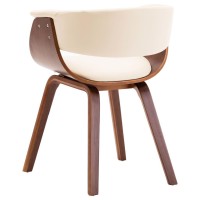 vidaXL Dining Chair Cream Bent Wood and Faux Leather