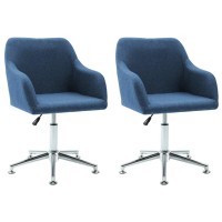 vidaXL Swivel Dining Chairs 2 pcs Blue Fabric