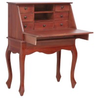 Vidaxl Secretary Desk Brown 30.7X16.5X40.6 Solid Mahogany Wood