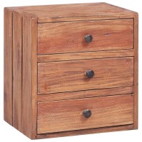 Vidaxl Bedside Cabinet With 3 Drawers 13.8X9.8X13.8 Solid Reclaimed Wood