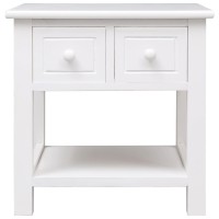 Vidaxl Side Table White 15.7X15.7X15.7 Paulownia Wood