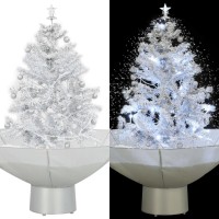 vidaXL Snowing Christmas Tree with Umbrella Base White 2 ft