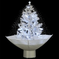 vidaXL Snowing Christmas Tree with Umbrella Base White 2 ft