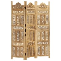 Vidaxl Hand Carved 3-Panel Room Divider 47.2X65 Solid Mango Wood