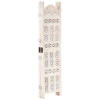 Vidaxl Hand Carved 5-Panel Room Divider White 78.7X65 Solid Mango Wood