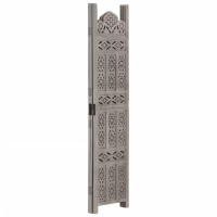 Vidaxl Hand Carved 3-Panel Room Divider Gray 47.2X65 Solid Mango Wood