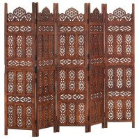 Vidaxl Hand Carved 5-Panel Room Divider Brown 78.7X65 Solid Mango Wood