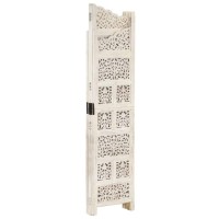 Vidaxl Hand Carved 4-Panel Room Divider White 63X65 Solid Mango Wood