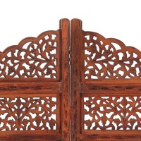 Vidaxl Hand Carved 4-Panel Room Divider Brown 63X65 Solid Mango Wood