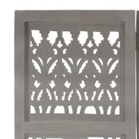 Vidaxl Hand Carved 3-Panel Room Divider Gray 47.2X65 Solid Mango Wood