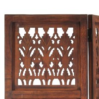 Vidaxl Hand Carved 3-Panel Room Divider Brown 47.2X65 Solid Mango Wood