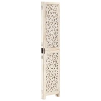 Vidaxl Hand Carved 3-Panel Room Divider White 47.2X65 Solid Mango Wood