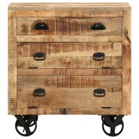 Vidaxl Side Cabinet With Wheel 27.6X15.7X29.5 Solid Mango Wood