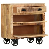 Vidaxl Side Cabinet With Wheel 27.6X15.7X29.5 Solid Mango Wood