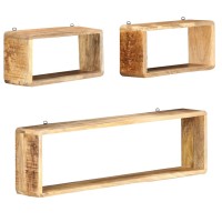 vidaXL 3 Piece Wall Cube Shelf Set Solid Wood Mango