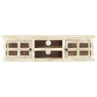 Vidaxl Tv Cabinet White 51.2X11.8X14.2 Solid Mango Wood