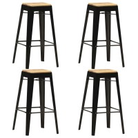 vidaXL Bar Stools 4 pcs Black Solid Mango Wood