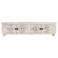 Vidaxl Tv Cabinet White 55.1X11.8X13.8 Solid Mango Wood