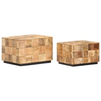 vidaXL Coffee Tables 2 pcs with Block Design Rough Mango Wood