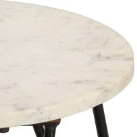 Vidaxl Coffee Table White 15.7X15.7X15.7 Real Stone With Marble Texture