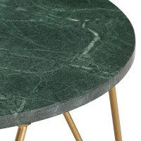 Vidaxl Coffee Table Green 25.6X25.6X16.5 Real Stone With Marble Texture