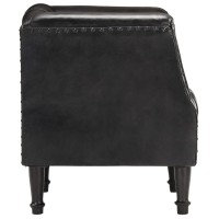 vidaXL Tub Chair Black Real Goat Leather