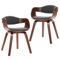 vidaXL Dining Chairs 2 pcs Bent Wood and Gray Fabric