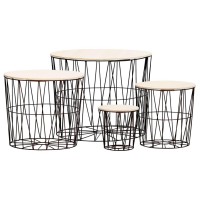 vidaXL Coffee Table 4 pcs Black