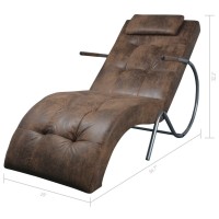 vidaXL Chaise Longue with Pillow Brown Suede Look Fabric