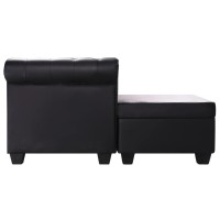 vidaXL L-shaped Chesterfield Sofa Artificial Leather Black