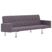 vidaXL Sofa Bed with Armrest Taupe Fabric