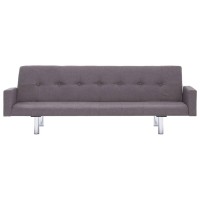 vidaXL Sofa Bed with Armrest Taupe Fabric