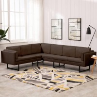 vidaXL Corner Sofa Brown Fabric