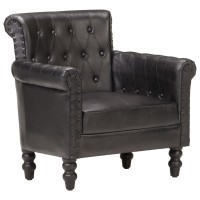 vidaXL Armchair Black Real Goat Leather