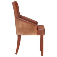 vidaXL Dining Chairs 2 pcs Brown Real Goat Leather