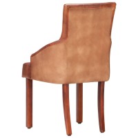 vidaXL Dining Chairs 2 pcs Brown Real Goat Leather